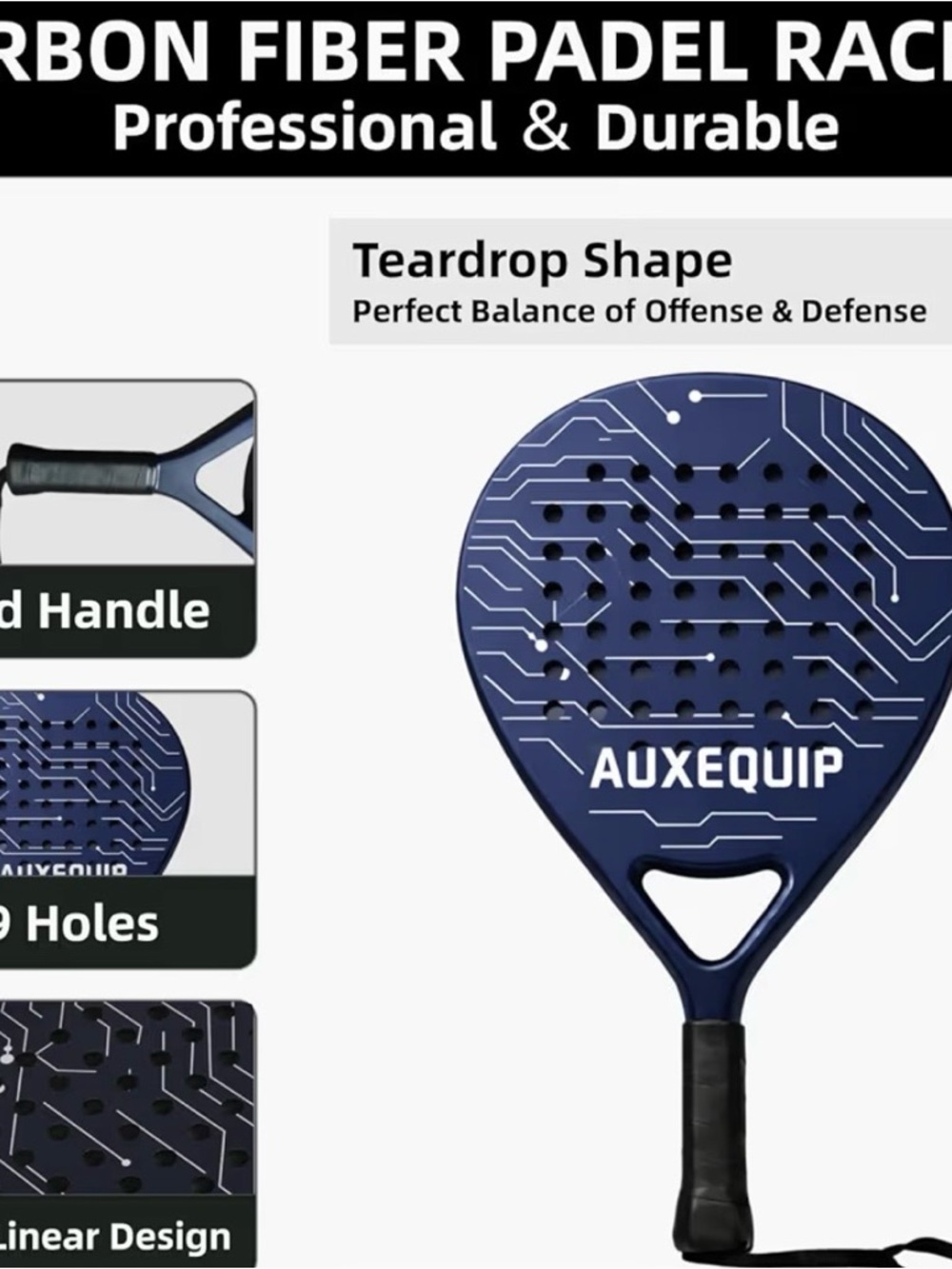 AUXEQUIP Blue Paddle Racket - Picture 5 of 5